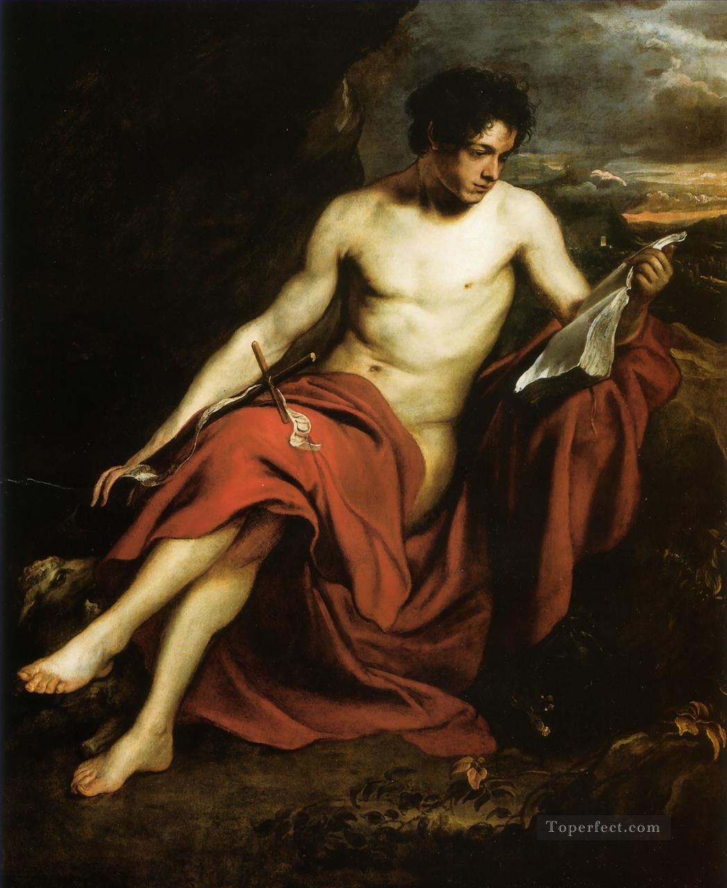 Saint John the Baptist in the Wilderness Baroque court painter Anthony van Dyck Oil Paintings